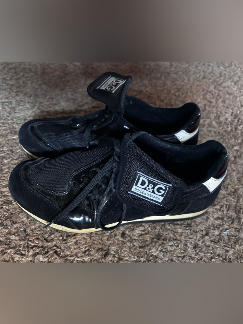 Dolce & Gabbana Black Sneakers with White Heel Accent